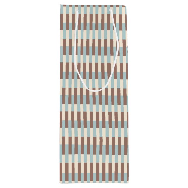 Bolsa Para Vino Marrón Tan Azul Rayas (Anverso)