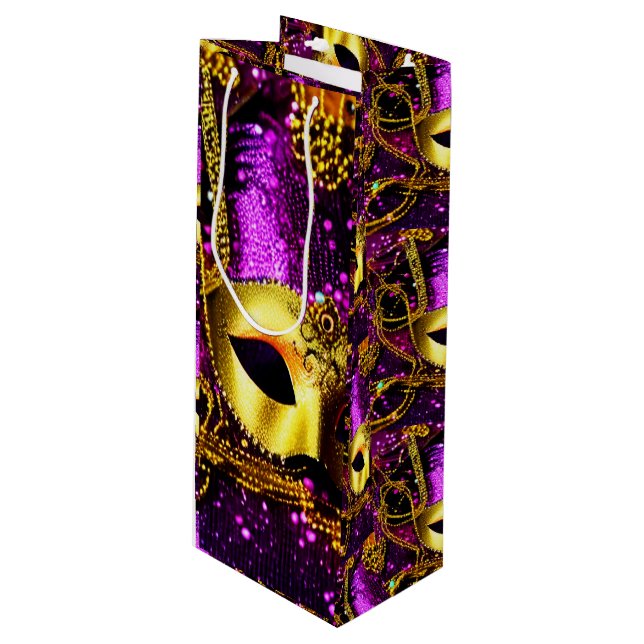 Bolsa Para Vino Máscara de oro elegante (Angulo Anverso)