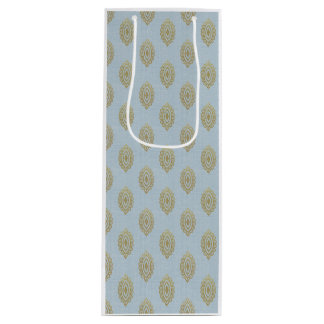 Bolsa Para Vino Medallón Ikat Purpurinoso - Azul cielo y oro