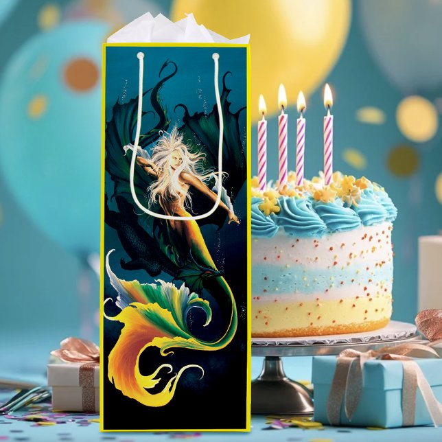 Bolsa Para Vino Mermaid Dragon Fantasy Blue (Subido por el creador)