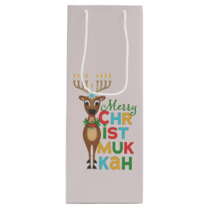 Bolsa Para Vino Merry Christmukkah Reindeer