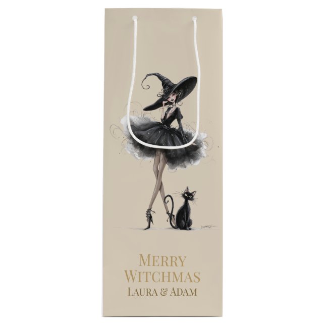 Bolsa Para Vino Merry Witchmas Wine Gift Box – Gothic Witch & Cat  (Anverso)