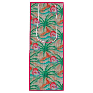 Bolsa Para Vino Mirada de la arpillera de la palmera del flamenco