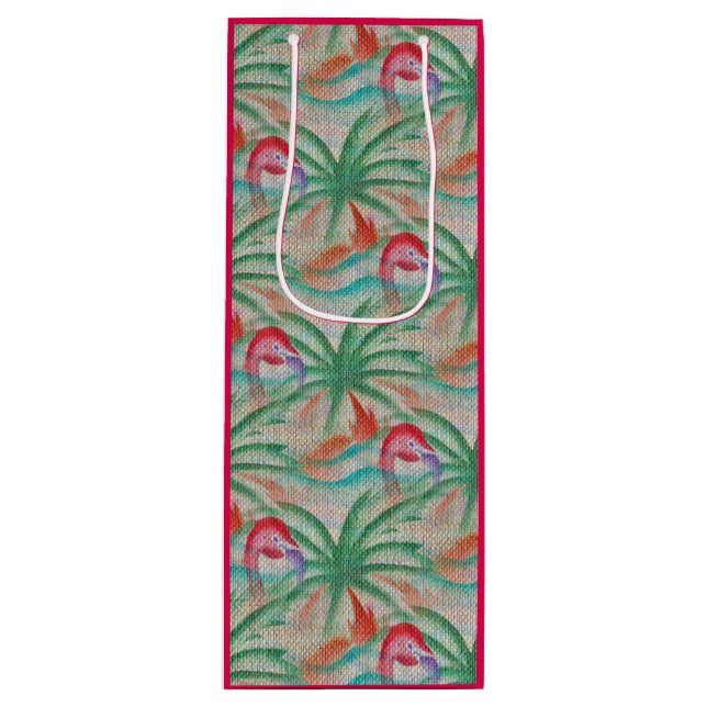 Bolsa Para Vino Mirada de la arpillera de la palmera del flamenco (Anverso)