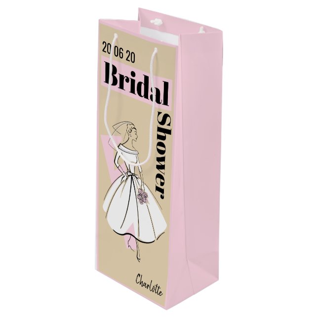 Bolsa Para Vino Moda Novia Neutral Bridal Ducha vino rosa (Angulo Anverso)
