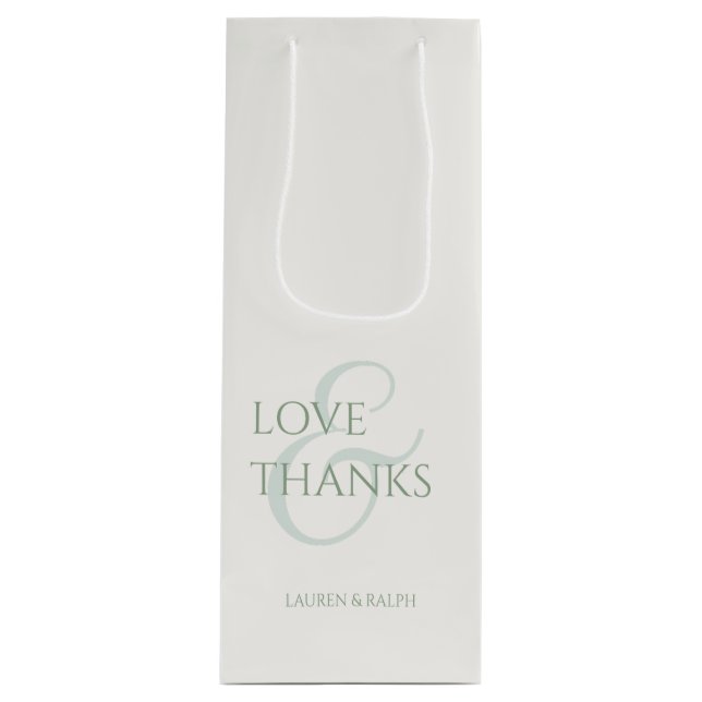 Bolsa Para Vino Moda Sage Green & Ivory Love & Gracias (Anverso)