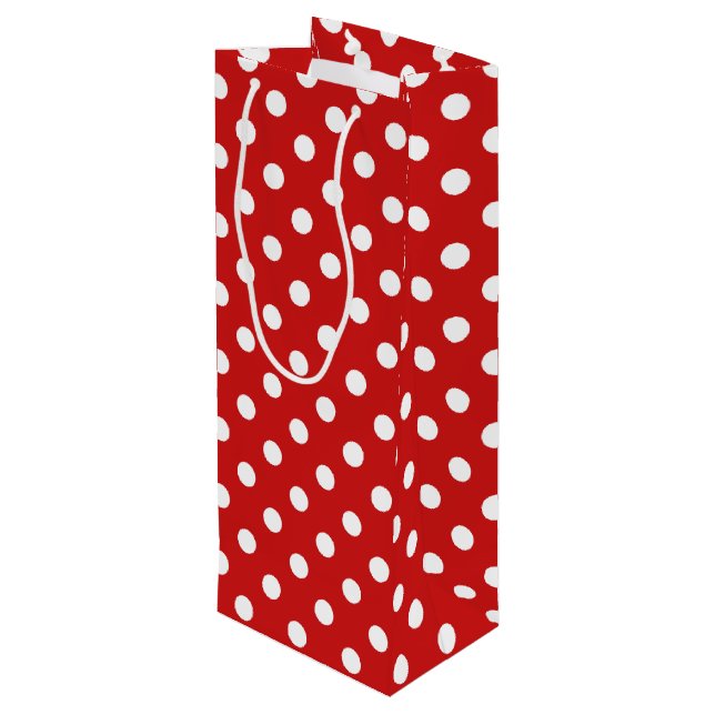 Bolsa Para Vino Modelo de lunar rojo y blanco (Angulo reverso)