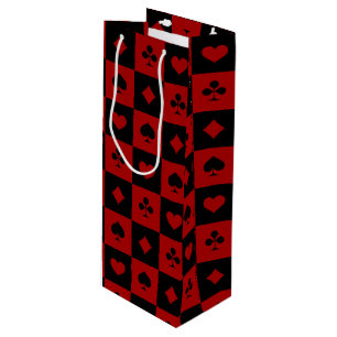 Bolsa Para Vino Modelo rojo y negro de los naipes del póker del