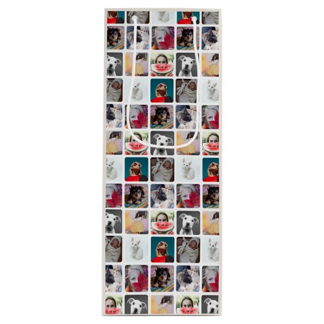 Bolsa Para Vino Modern Multi Photo Square Insta Pattern (Anverso)