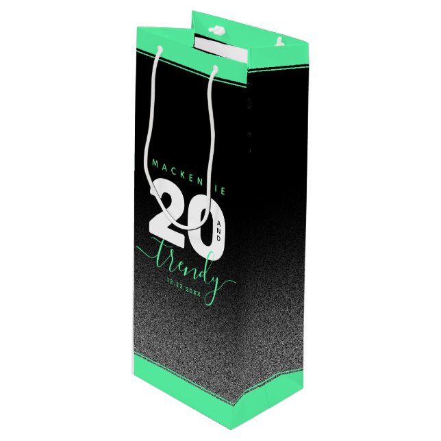 Bolsa Para Vino Moderna Mint Green 20 y de moda (Angulo Anverso)