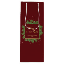 Bolsa Para Vino Moderno Elegante Rojo Burdeos Navidad Botánico