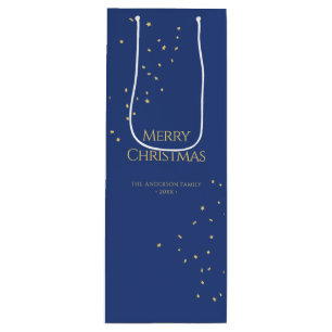 Bolsa Para Vino Moderno Minimalista Confeti Dorado Feliz Navidad