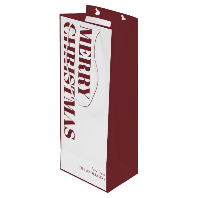 Bolsa Para Vino Moderno Red Minimal Contemporáneo Feliz Navidad (Angulo reverso)