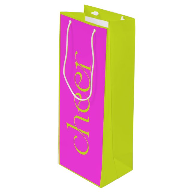 Bolsa Para Vino Moderno y animado Fuchsia rosa y verde (Angulo Anverso)