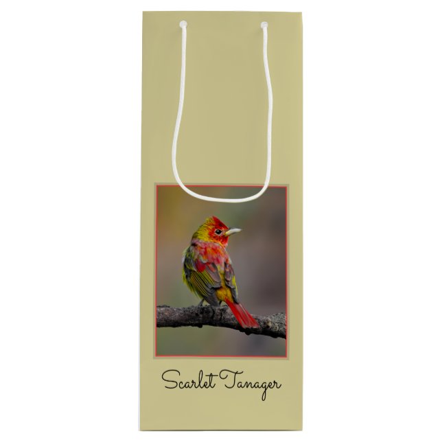 Bolsa Para Vino Moldura de Tanager de escarlata - Fotografía origi (Anverso)