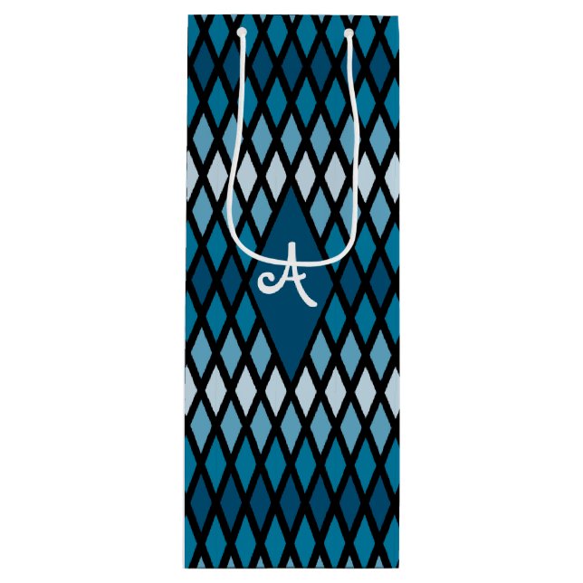 Bolsa Para Vino Monograma azul de naranja (Anverso)