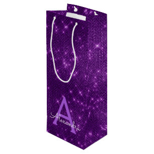 Bolsa Para Vino Monograma de espuma morada - Añadir su nombre
