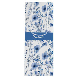 Bolsa Para Vino Monograma de nombre floral de flor silvestre blanc