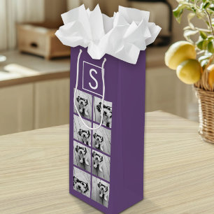 Bolsa Para Vino Monograma del Personalizado de berenjena y Collage