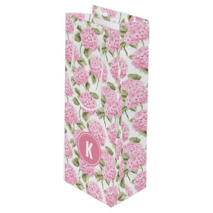 Bolsa Para Vino Monograma elegante del patrón de las flores de hid