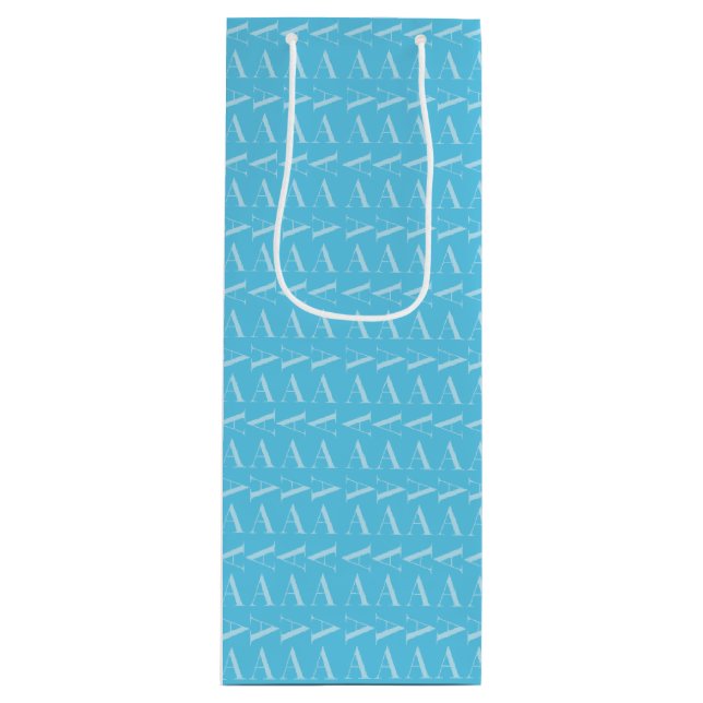 Bolsa Para Vino Monograma Letra inicial A, Aqua Blue (Anverso)