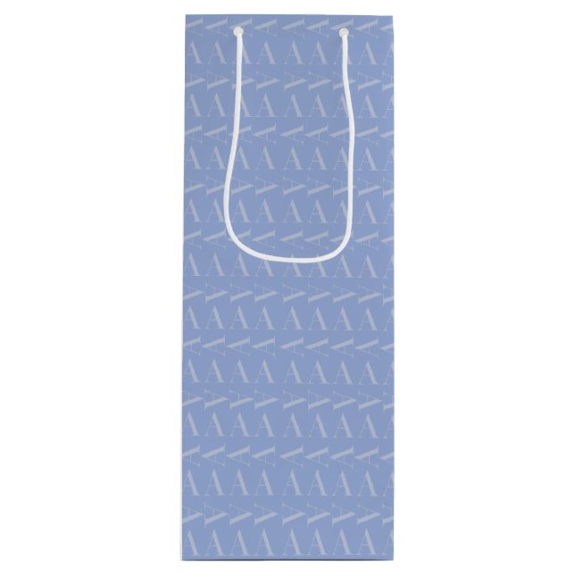 Bolsa Para Vino Monograma Letra inicial A, azul (Anverso)