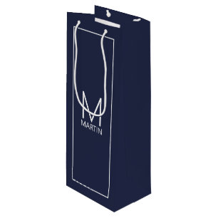 Bolsa Para Vino Monograma personalizado moderno y carta regalo de 