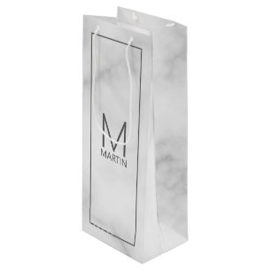 Bolsa Para Vino Monograma y nombre personalizados modernos