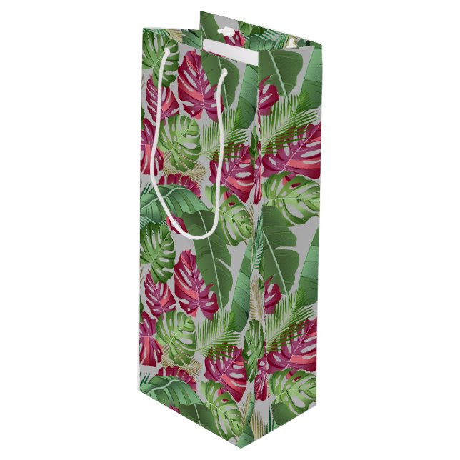 Bolsa Para Vino Monstera tropical y hojas de palma (Angulo Anverso)