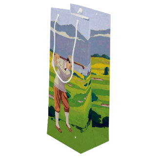 Bolsa Para Vino Montañas del estilo del vintage Golfing arte de la