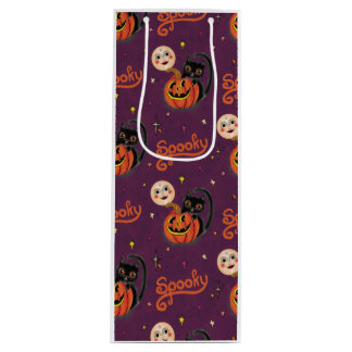 Bolsa Para Vino Moons de calabaza gatita retro espantadas sobre mo