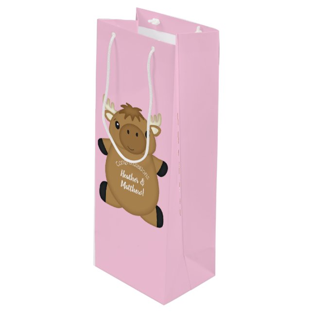 Bolsa Para Vino Moose Baby Shower Woodland (Angulo Anverso)
