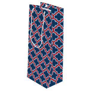 Bolsa Para Vino Mosaicos marroquíes azules y rojos, Entramado, Cua
