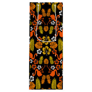 Bolsa Para Vino Naranja brillante Floral Tropical Patterado