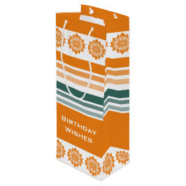 Bolsa Para Vino Naranja estilo botella y turquesa