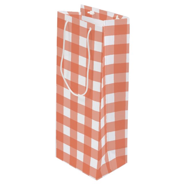 Bolsa Para Vino Naranja gingham (Angulo Anverso)