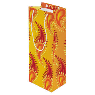 Bolsa Para Vino Naranja oriental Doble llama Patrón Paisley persa