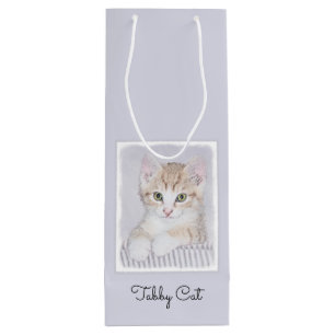 Bolsa Para Vino Naranja Tabby Kitten Pintura - Arte Gato Original