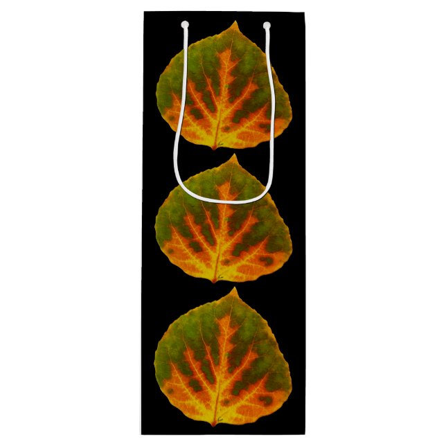 Bolsa Para Vino Naranja verde y hoja de aluminio amarillo #1 (Anverso)