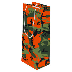 Bolsa Para Vino Naranja y Camuflaje Verde, Ejército