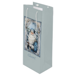 Bolsa Para Vino Navidad azul pálido y padre blanco