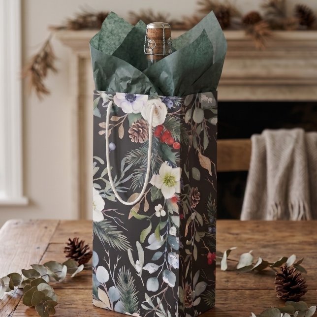 Bolsa Para Vino Navidad Botánica Alegre Personalizada (Joyful Botanical Christmas Personalized Wine Gift Bag
by Ricaso - gift in style this holiday season)