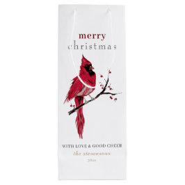 Bolsa Para Vino Navidad Cardenal Acuarela