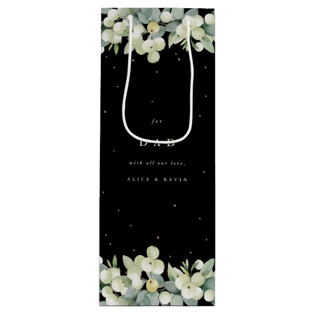 Bolsa Para Vino Navidad con Snowberry y Eucalipto Personalizados (Anverso)