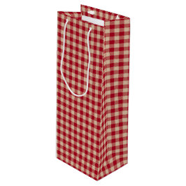 Bolsa Para Vino Navidad de cuadros rojos y Kraft Country