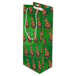 Bolsa Para Vino Navidad del canguro en el verde pintado trasero