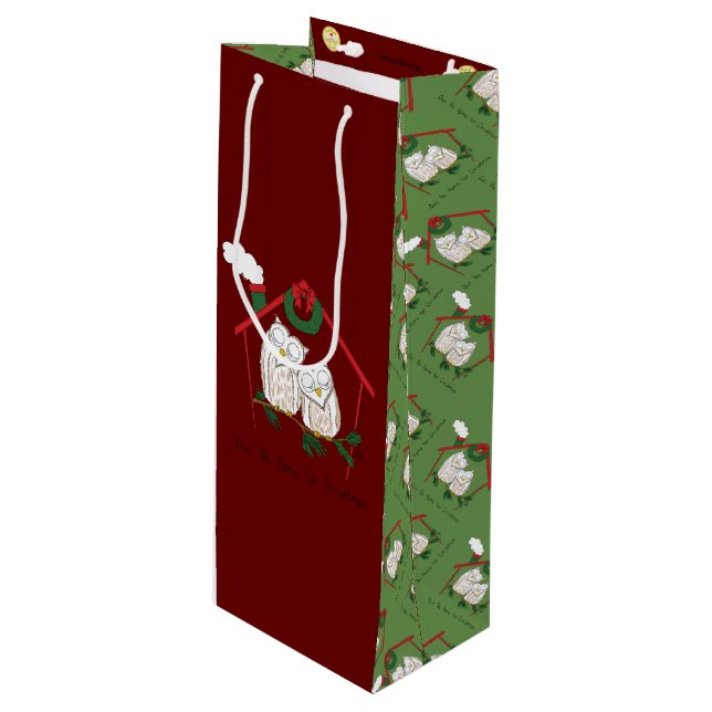 Bolsa Para Vino Navidad Owl Be Home Cute (Angulo Anverso)