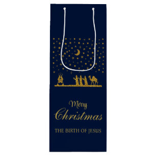 Bolsa Para Vino Navidad Religiosa, Nacimiento de Jesús, Tres Reyes