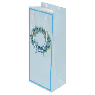 Bolsa Para Vino Navidades azules Chinoiserie Wreath Wine Bag tote
