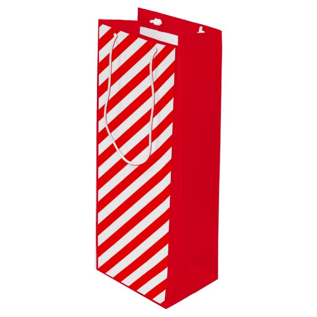 BOLSA PARA VINO NAVIDADES BLANCOS ROJOS ESTILO CANDY CANE (Angulo Anverso)